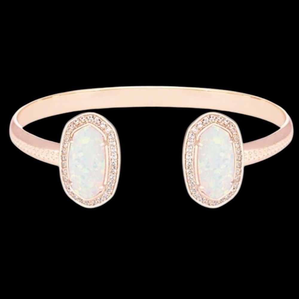 Kendra Scott Erica Rose Gold Pinch Cuff Bracelet in White Kyocera Opal